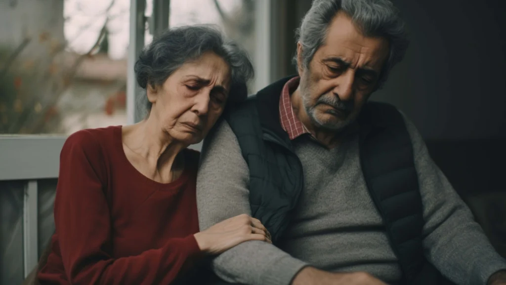 Couple sad, worried about memory loss, seeking brain health improvement