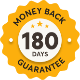 180-day money-back guarantee seal for Brain Savior cognitive health product